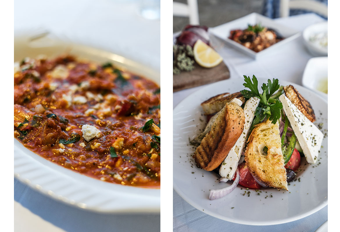 Σαλάτες με φρέσκα υλικά και μαγειρευτά φαγητά